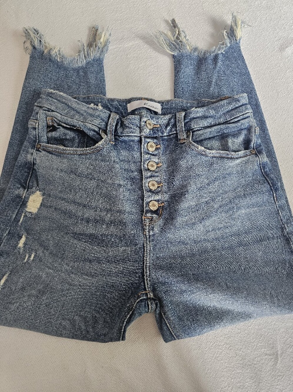 KanCan High-Rise Button-Fly Distressed Blue Jeans Size 15/31